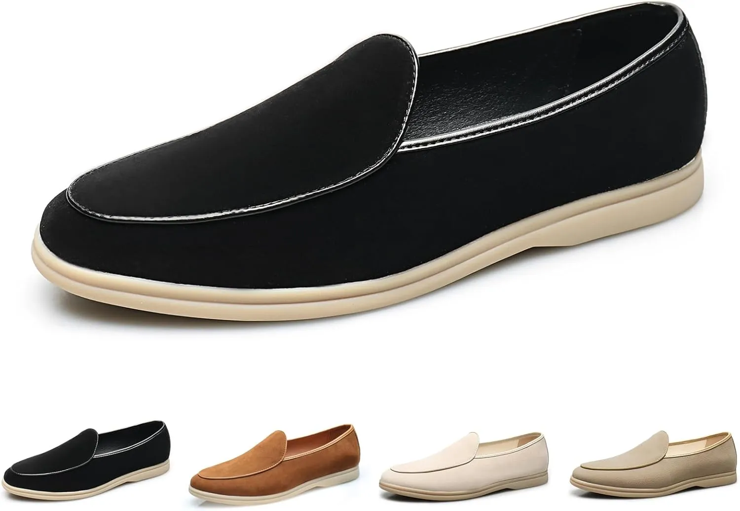 Men's Suede Leather Slip On Penny Loafers Fashion Casual Smoking Driving Moccasins Dress Shoes British Retro Tuxedo Formal Shoes for Prom Wedding Business