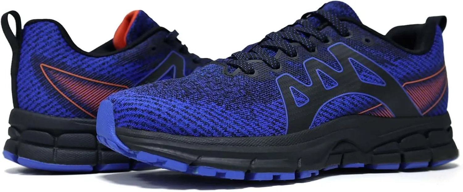 Men's Trail Running Shoes, Lightweight Hiking Sneakers with Arch Support, Non-Slip Shock Absorbing Outdoor Shoes for Mountain Trekking & Athletic Training
