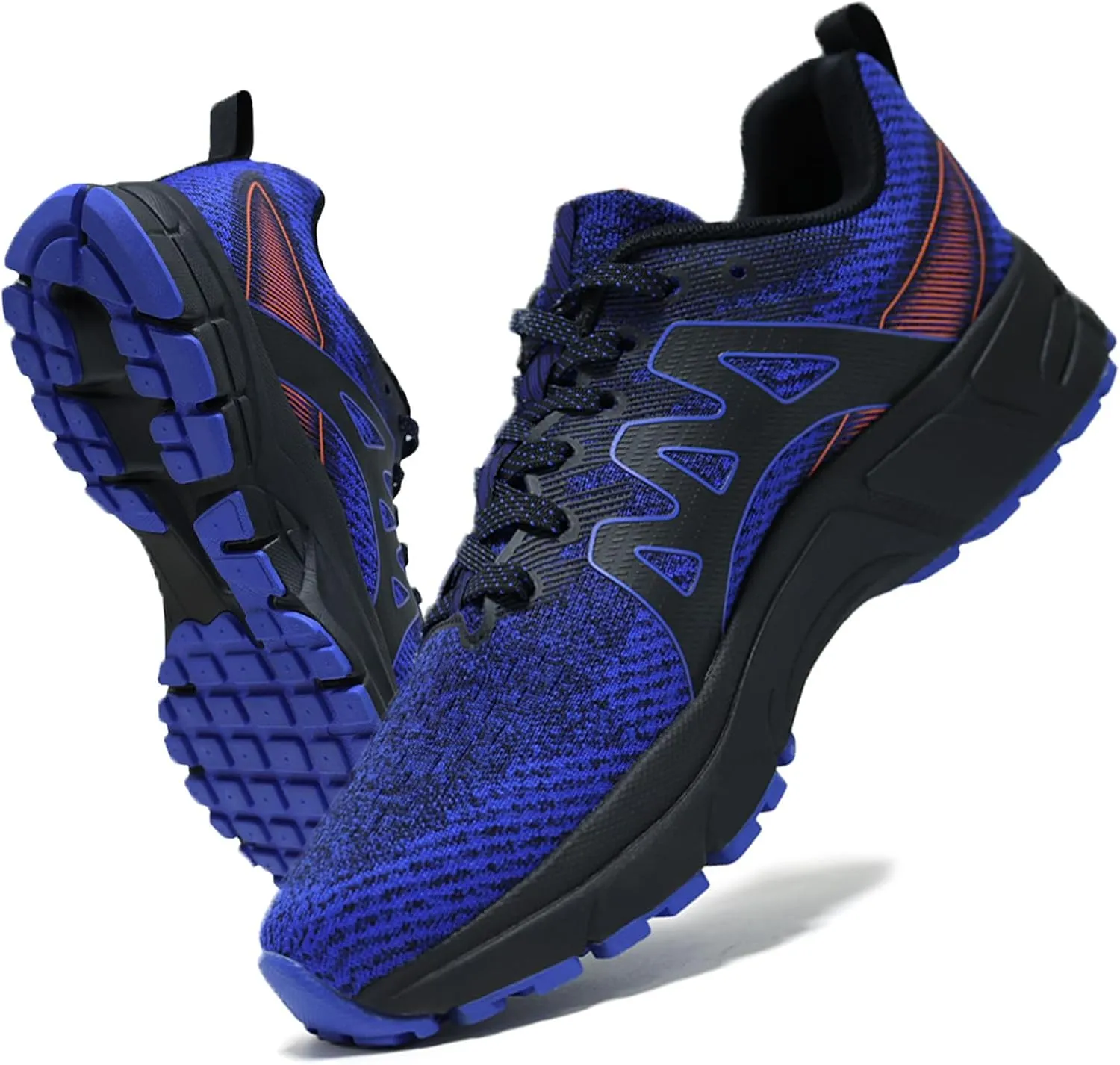 Men's Trail Running Shoes, Lightweight Hiking Sneakers with Arch Support, Non-Slip Shock Absorbing Outdoor Shoes for Mountain Trekking & Athletic Training