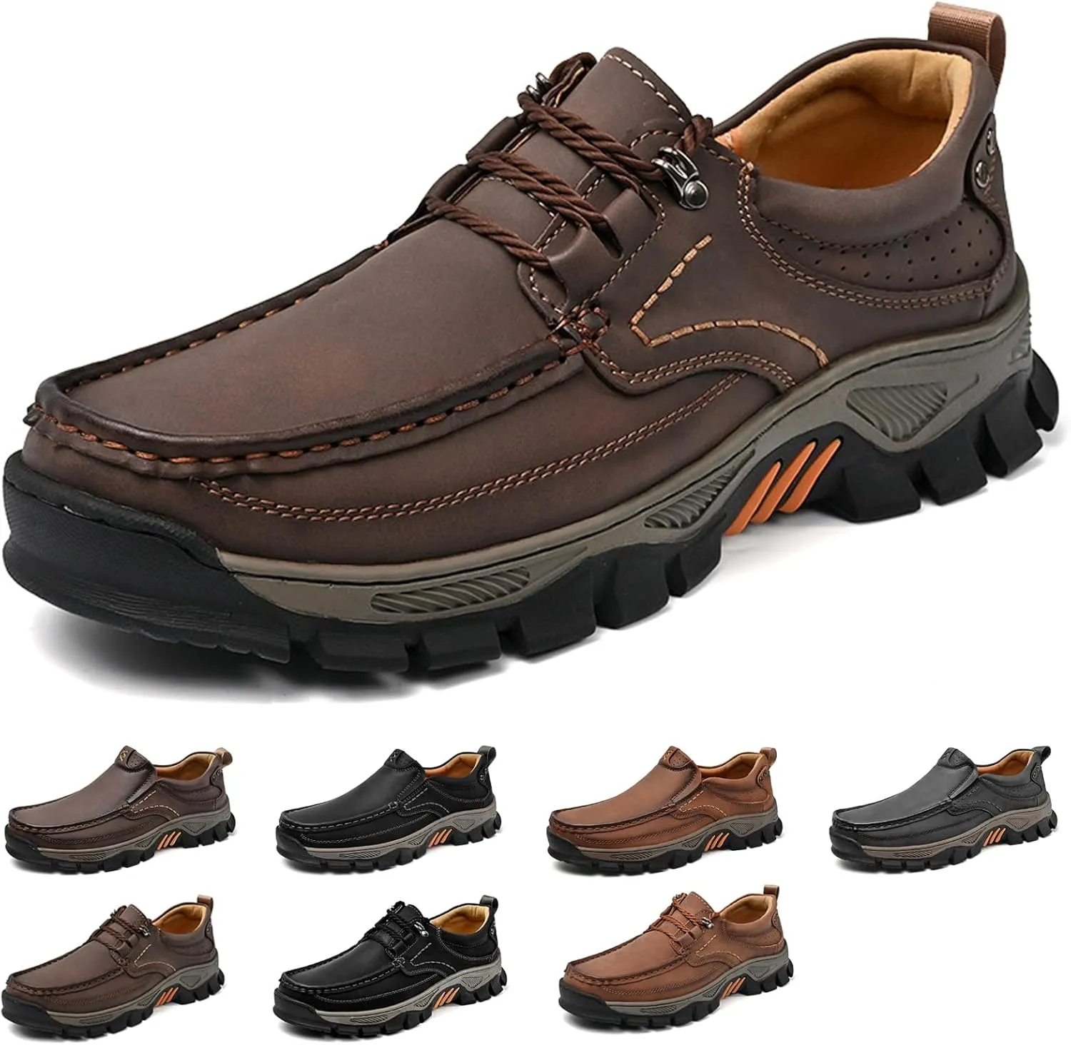 Men's Waterproof Hiking Shoes, Lightweight Breathable Casual Sneaker, Slip on Boots for Men Work Loafers, Orthopedic Slippers, for Travel, Camping, Running