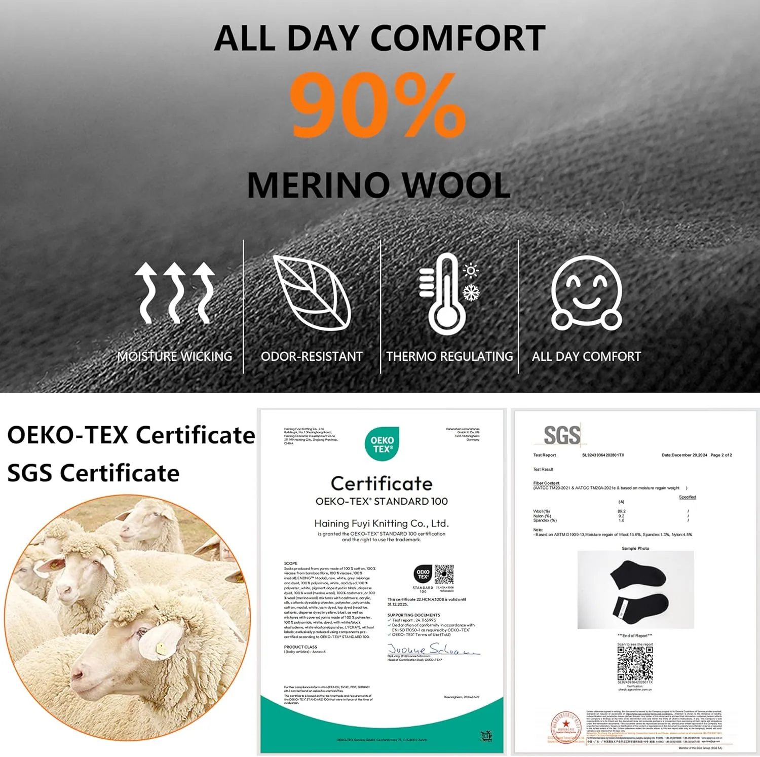 Merino Wool Ankle Socks, Men's Women's 90% Wool Athletic Thin Running Moisture Wicking Socks, 3 Pairs