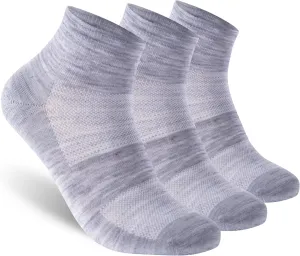 Merino Wool Ankle Socks, Men's Women's 90% Wool Athletic Thin Running Moisture Wicking Socks, 3 Pairs
