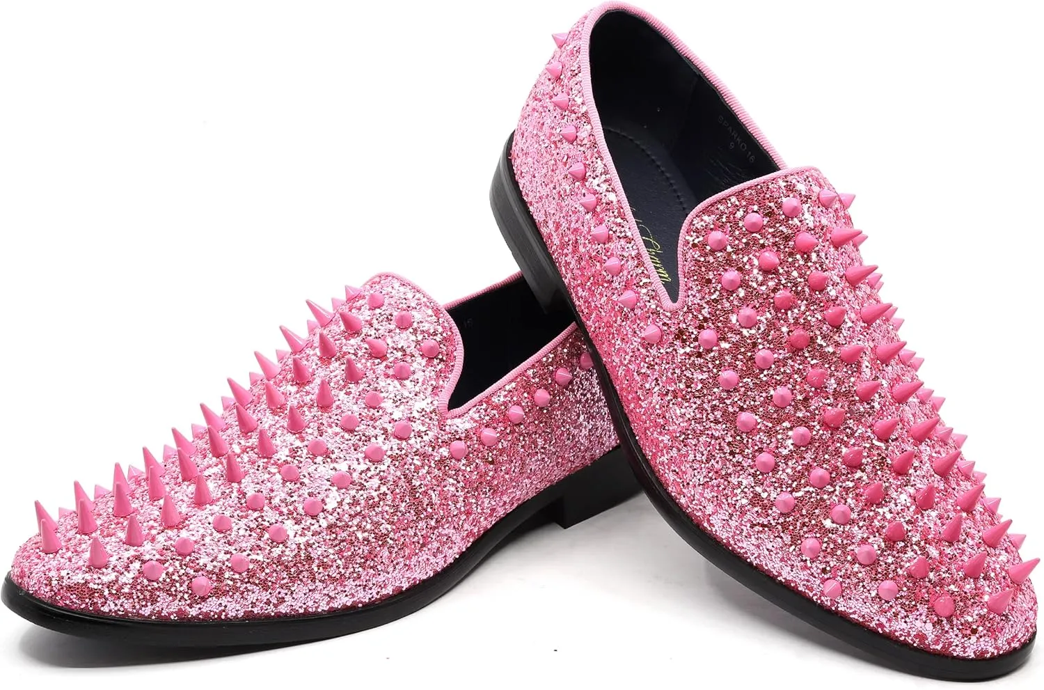 Metrocharm Men's Fashion Sparkly Smoking Spike Sequin Dress Tuxedo Loafers Slip On Shoes SM-16