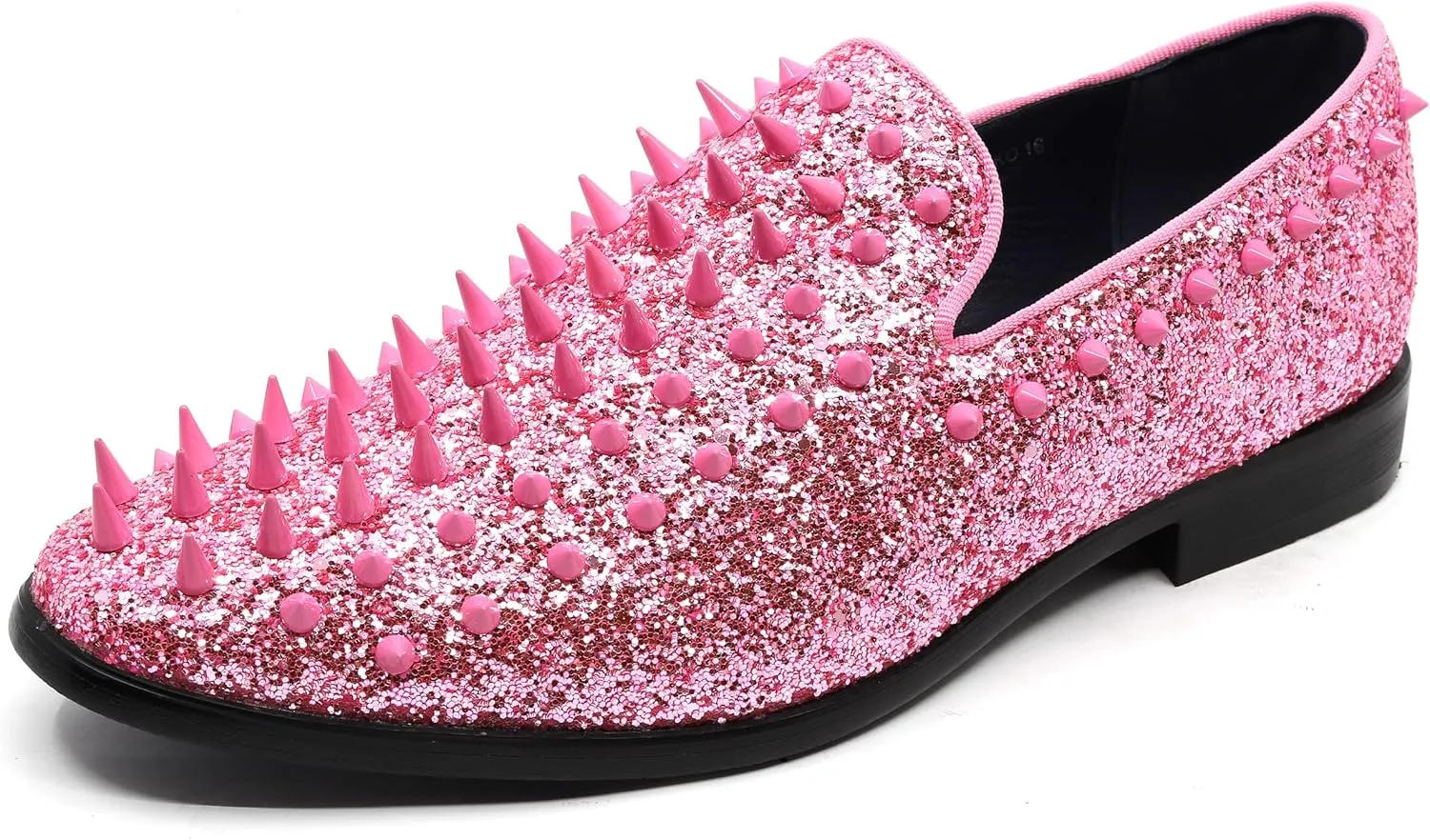 Metrocharm Men's Fashion Sparkly Smoking Spike Sequin Dress Tuxedo Loafers Slip On Shoes SM-16