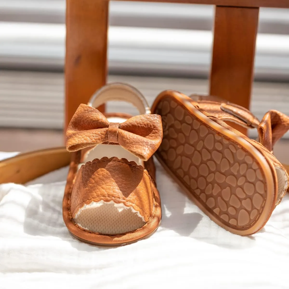 Miamooi Infant Baby Girls Boys Sandals Summer Bowknot Crib Shoes Toddler Pu Leather Flower Soft Rubber Sole Dress Flats First Walker Shoes