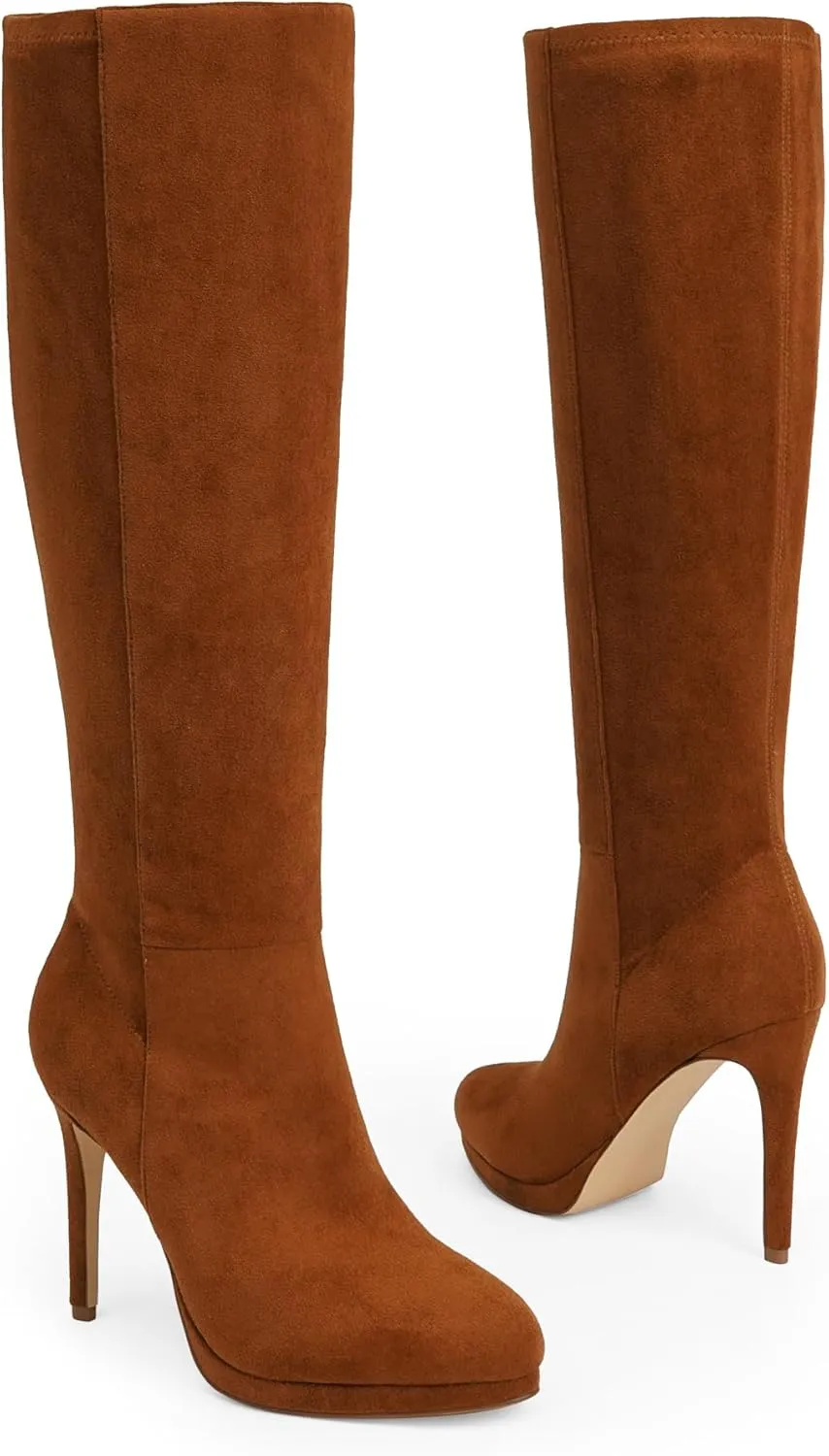 Modatope Knee High Boots Women Platform Boots Pointed Toe Tall Boots 4 In Stiletto High Heel Long Boots Side Zipper Dress Knee High Boots