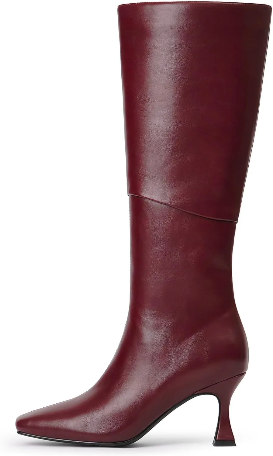 Modatope Knee High Boots Women Square Toe Tall Boots Kitten Heel Long Boots Side Zipper Dress Fashion Boots