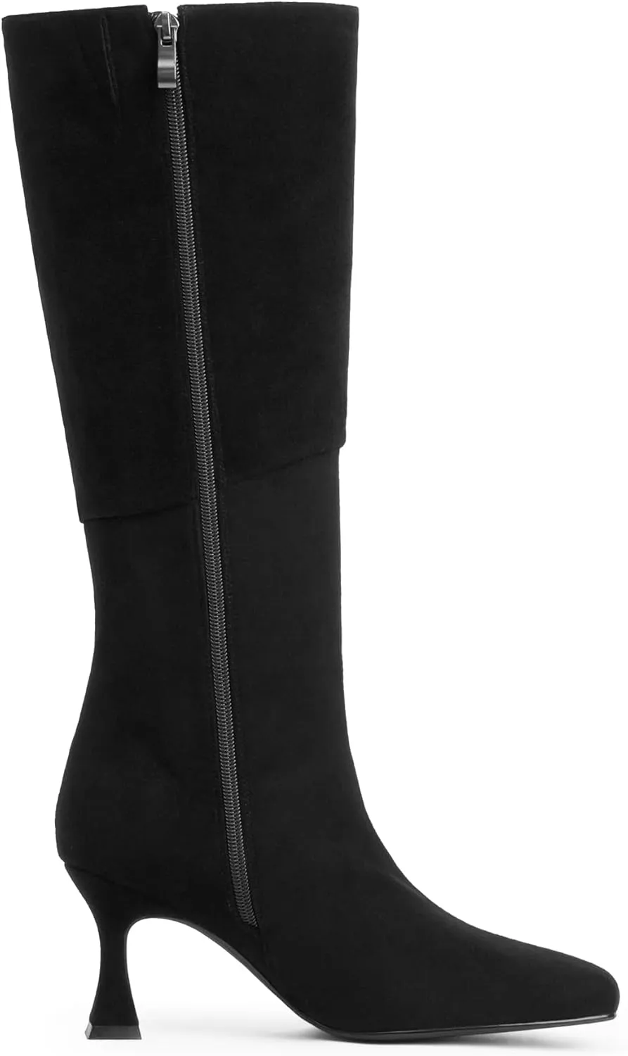 Modatope Knee High Boots Women Square Toe Tall Boots Kitten Heel Long Boots Side Zipper Dress Fashion Boots