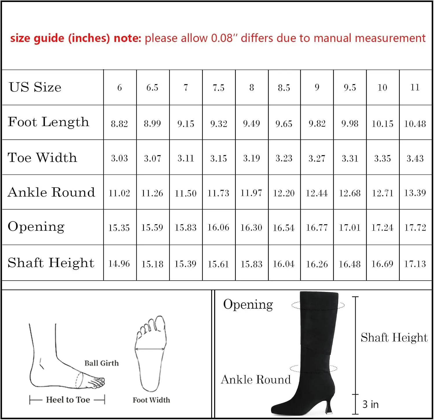 Modatope Knee High Boots Women Square Toe Tall Boots Kitten Heel Long Boots Side Zipper Dress Fashion Boots