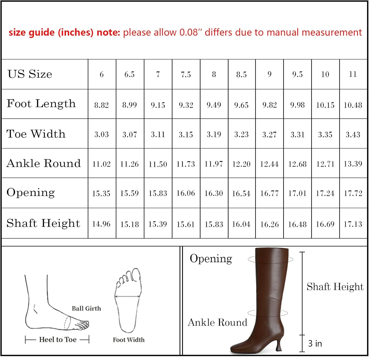 Modatope Knee High Boots Women Square Toe Tall Boots Kitten Heel Long Boots Side Zipper Dress Fashion Boots