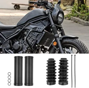 Motorcycle Rubber Aluminum Front Upper Lower Fork Dust Cover Gaiters Gators Boots Shock Absorber Compatible with Ho-nda Rebel CMX 500 CMX 300 CMX300 2017-2024 (1 Set)