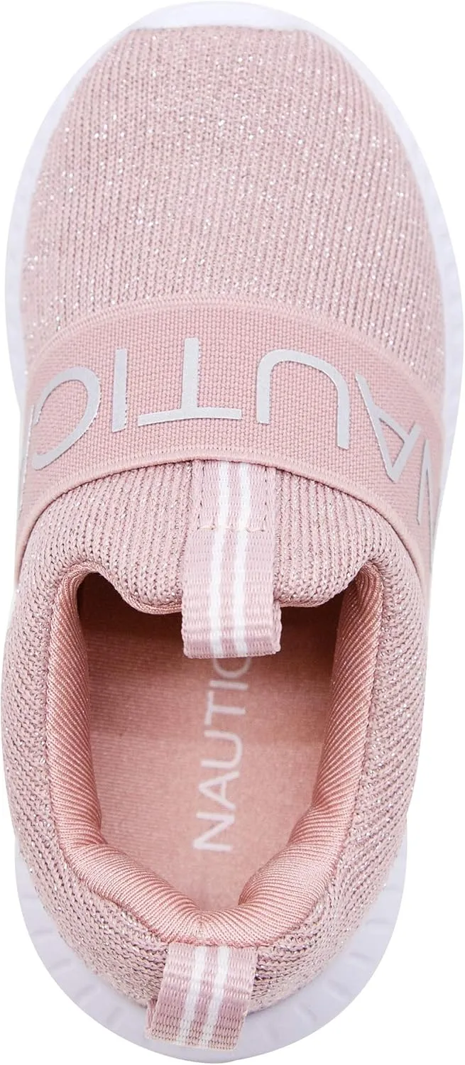 Nautica Girls' Slip-On Sneaker - Athletic Running Kids' Shoe for Walking, Running, Tennis, and Sports (Toddler/Little Kid)