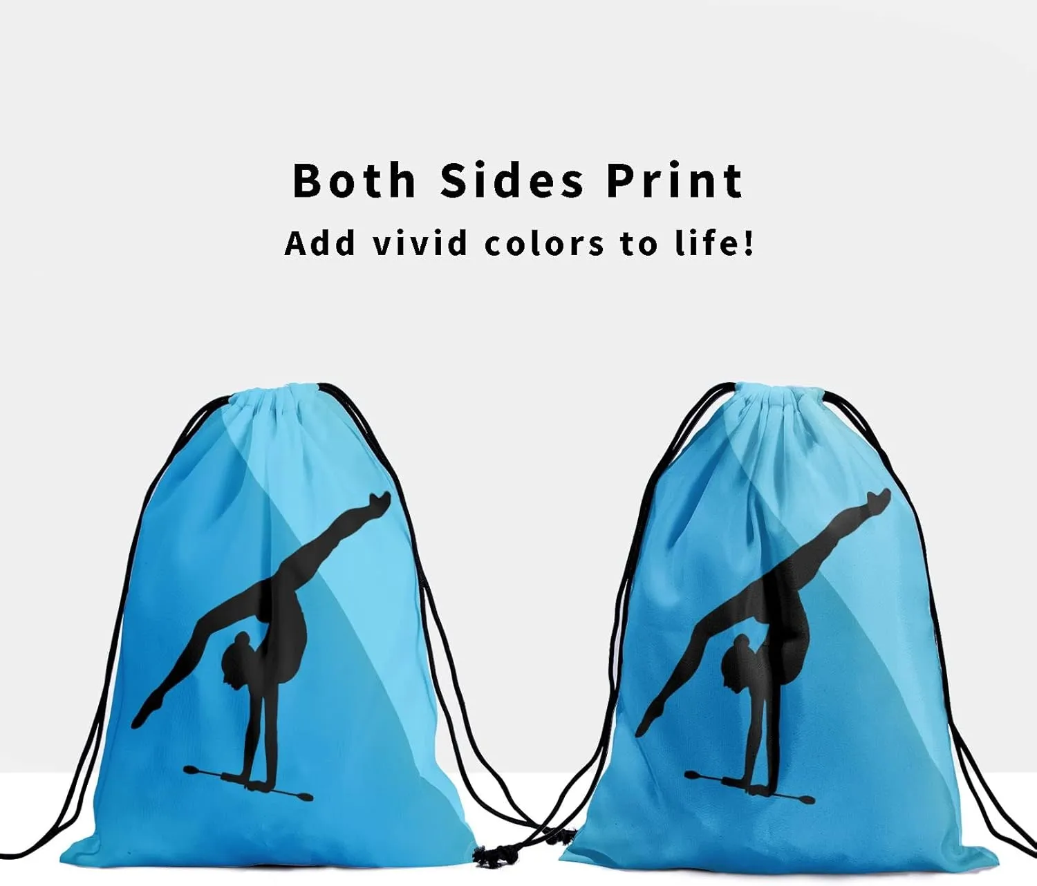 Nerxy Blue Grip Bag for Gymnasts - Gymnastics Bag Navy Gymnastics Exercises Silhouette Drawstring Storage Bags Pouch Shoe Bags Adjustable Polyester Towel Bag