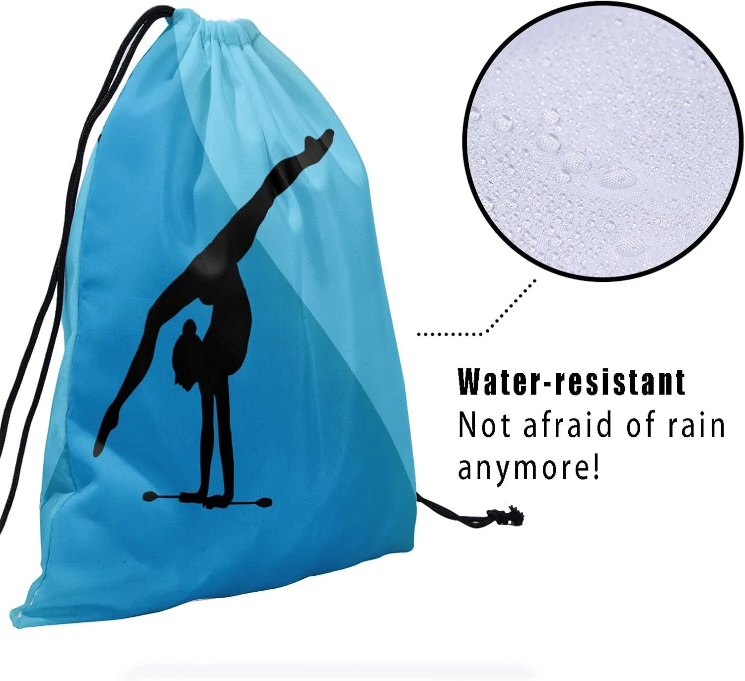 Nerxy Blue Grip Bag for Gymnasts - Gymnastics Bag Navy Gymnastics Exercises Silhouette Drawstring Storage Bags Pouch Shoe Bags Adjustable Polyester Towel Bag