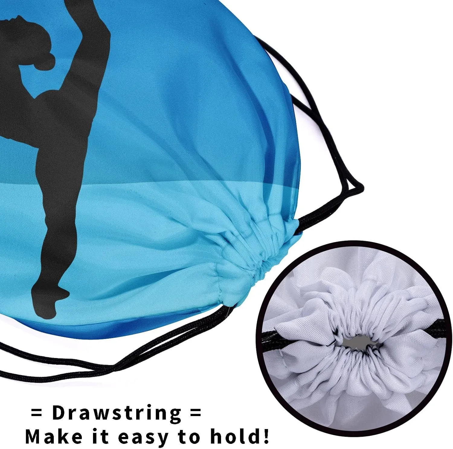 Nerxy Blue Grip Bag for Gymnasts - Gymnastics Bag Navy Gymnastics Exercises Silhouette Drawstring Storage Bags Pouch Shoe Bags Adjustable Polyester Towel Bag
