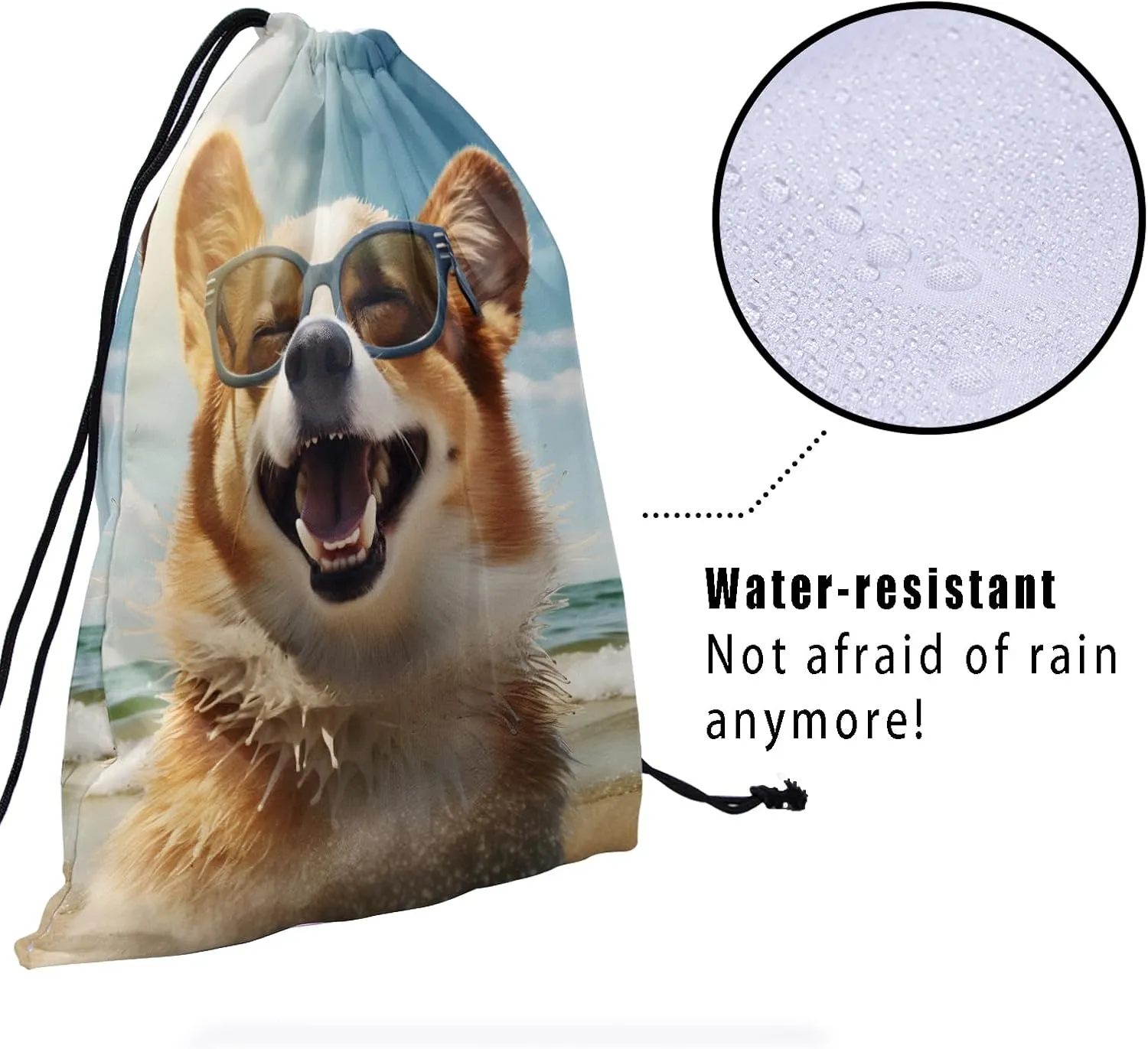 Nerxy Corgi Drawstring Gymnastics Grip Bag - Dog Grip Bag Pet Gymnasts Gym Bag Beach Animal Storage Bag for Personal Equipment
