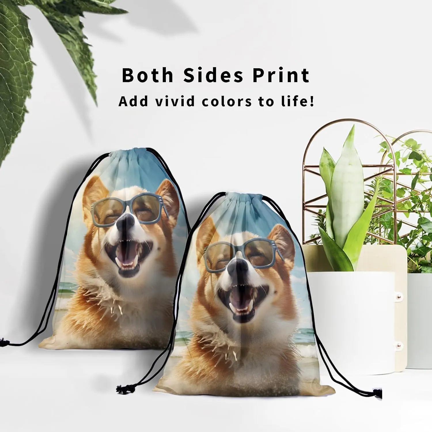 Nerxy Corgi Drawstring Gymnastics Grip Bag - Dog Grip Bag Pet Gymnasts Gym Bag Beach Animal Storage Bag for Personal Equipment