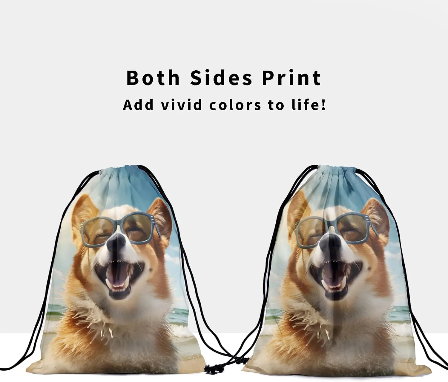 Nerxy Corgi Drawstring Gymnastics Grip Bag - Dog Grip Bag Pet Gymnasts Gym Bag Beach Animal Storage Bag for Personal Equipment