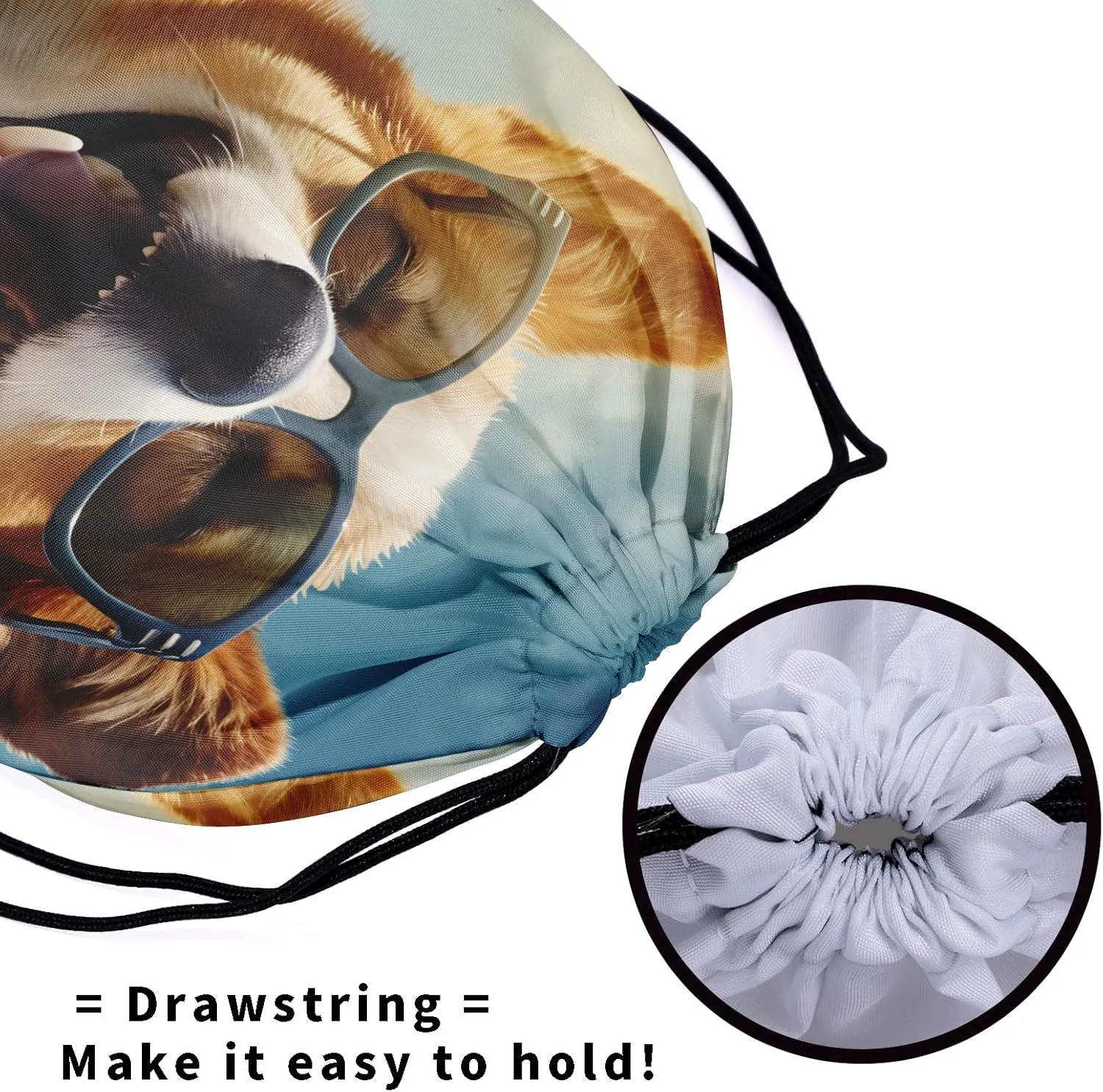Nerxy Corgi Drawstring Gymnastics Grip Bag - Dog Grip Bag Pet Gymnasts Gym Bag Beach Animal Storage Bag for Personal Equipment