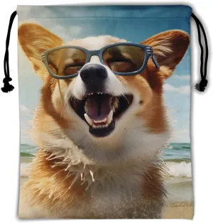 Nerxy Corgi Drawstring Gymnastics Grip Bag - Dog Grip Bag Pet Gymnasts Gym Bag Beach Animal Storage Bag for Personal Equipment