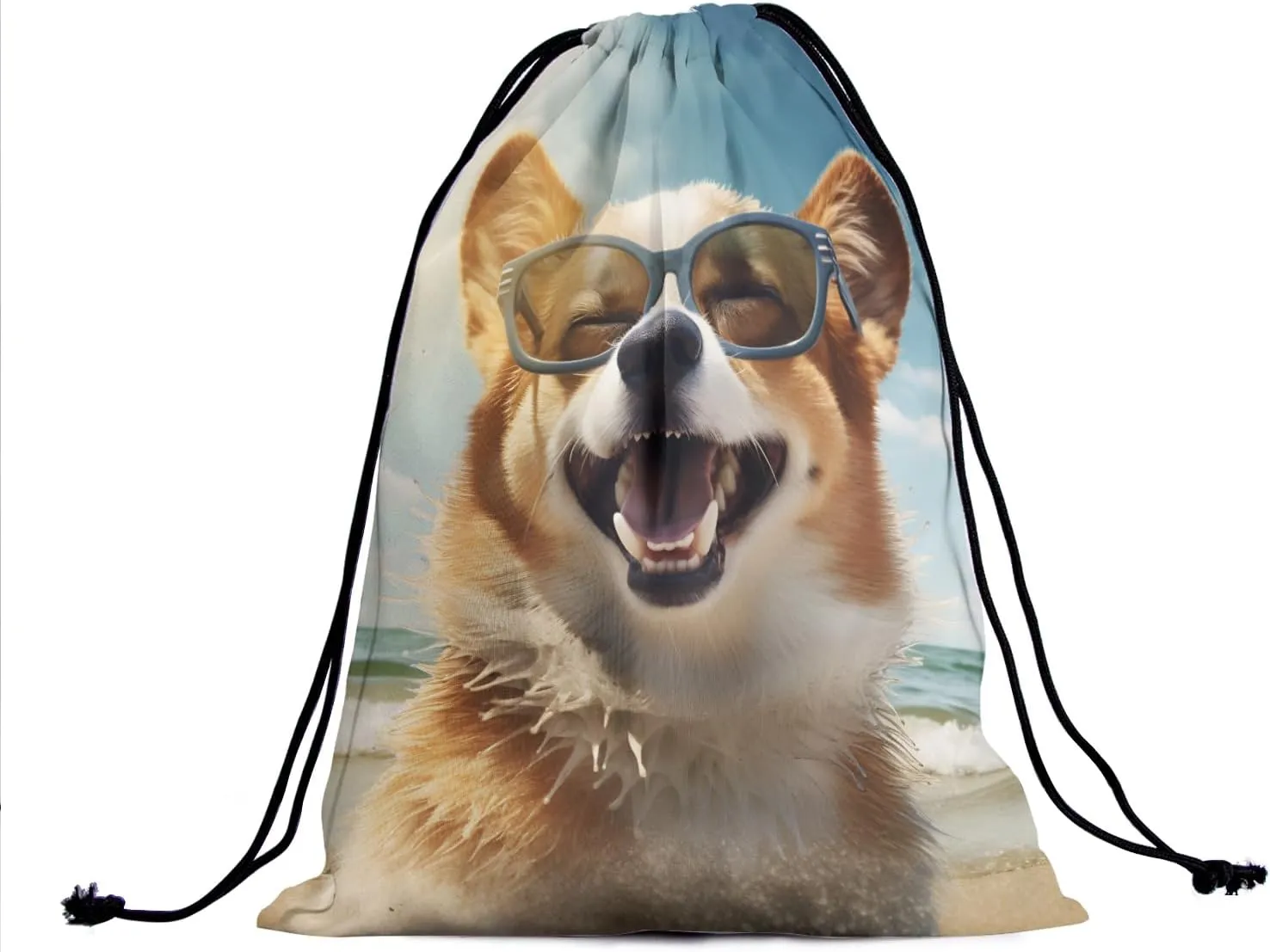 Nerxy Corgi Drawstring Gymnastics Grip Bag - Dog Grip Bag Pet Gymnasts Gym Bag Beach Animal Storage Bag for Personal Equipment