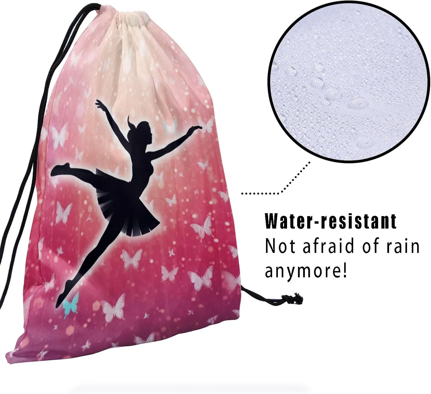 Nerxy Gymnast Art Drawstring Grip Bag - Butterfly Gym Bag for Gymnasts Abstract Butterflies String Bag Abstract Gym Drawstring Pouch for Travel Sports