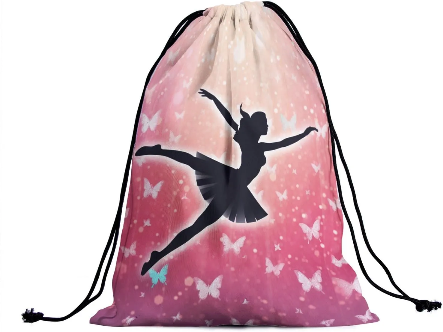 Nerxy Gymnast Art Drawstring Grip Bag - Butterfly Gym Bag for Gymnasts Abstract Butterflies String Bag Abstract Gym Drawstring Pouch for Travel Sports