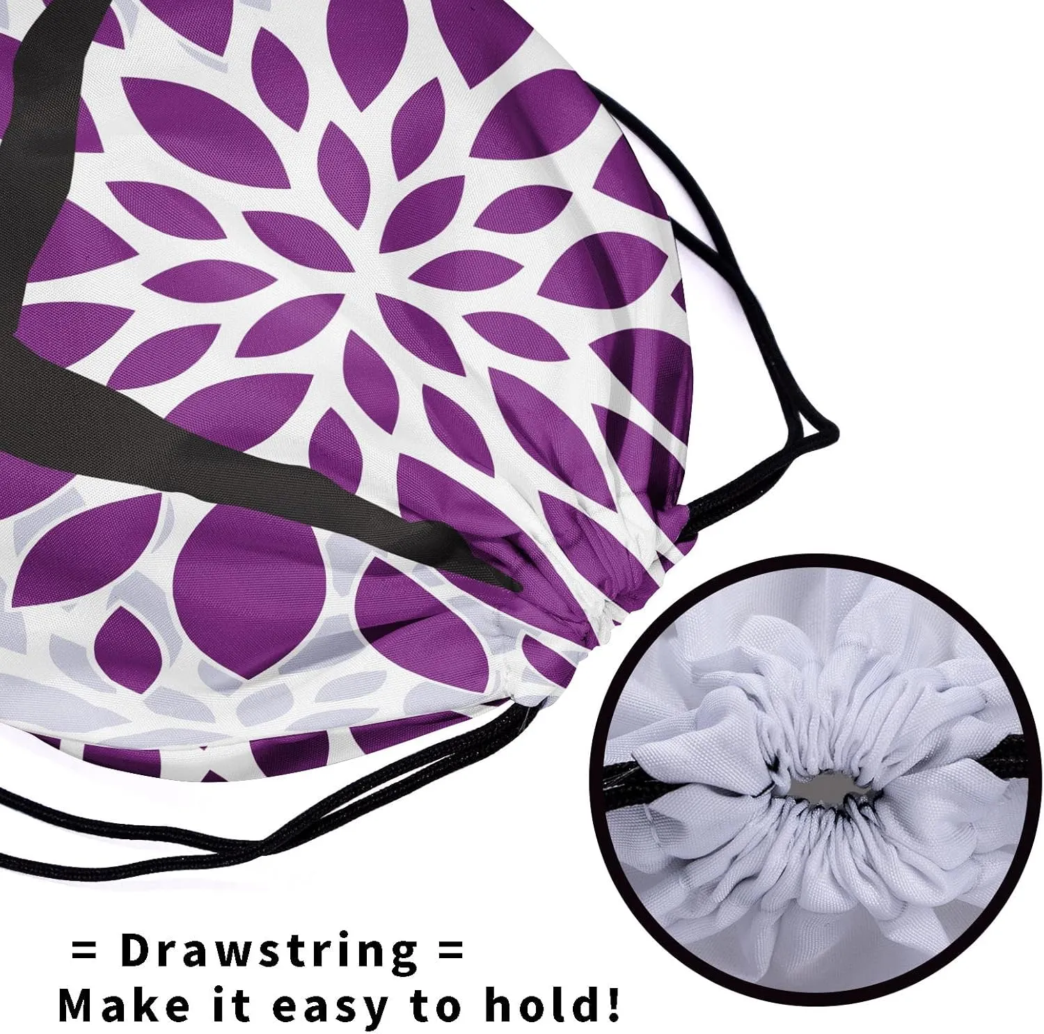 Nerxy Purple Floral Gymnastics Grip Bag - Cute Grips Bags for Gymnasts - Adjustable Grey Athlete Gym Pouch