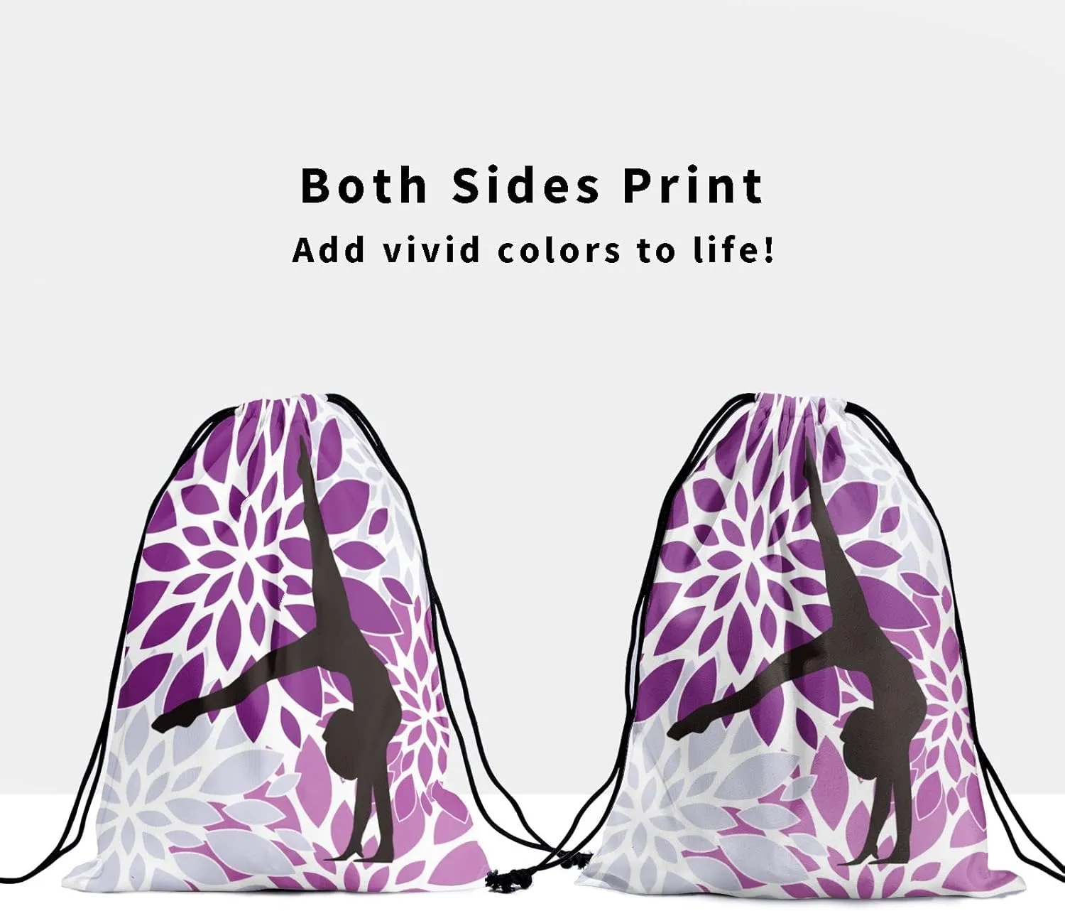 Nerxy Purple Floral Gymnastics Grip Bag - Cute Grips Bags for Gymnasts - Adjustable Grey Athlete Gym Pouch