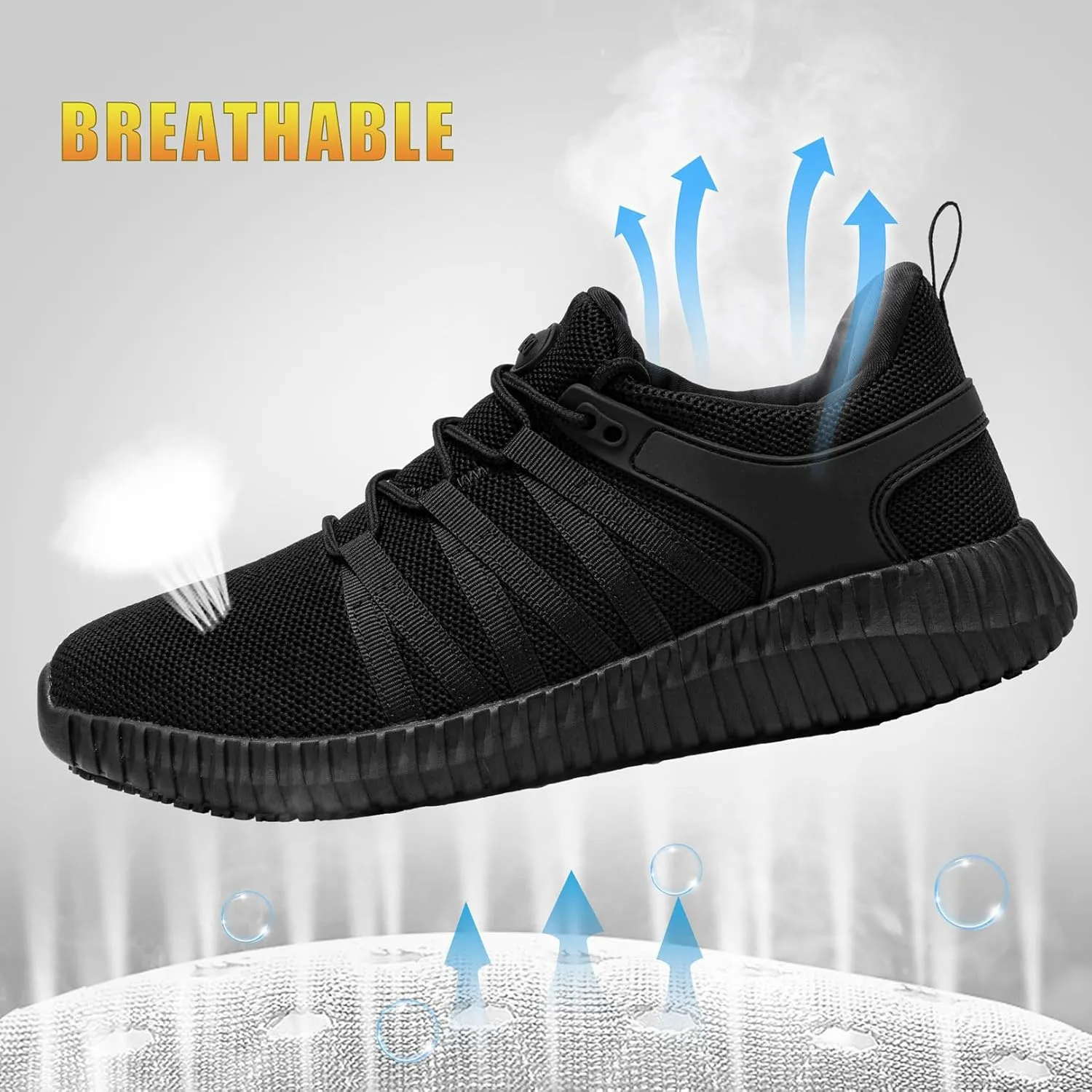 Non Slip Work Shoes for Women All Black Slip On Shoes Slip Resistant Food Service Lightweight Kitchen Chef Shoes for Restaurant, Zapatos Antideslizantes para Mujer