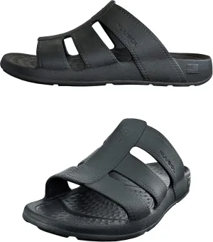 NUUSOL Stanley Slide Men Flip Flops/Sandal; Non-Slip Durable Soft-Cushion Lightweight Non-Porous Textured Footbed Orthotics Arch Support Footwear Relieve Plantar Fasciitis Feet Joints Neck & Back Pain