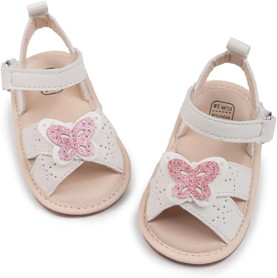 Oamico Baby Girl Sandals Infant Soft Anti-Slip Rubber Sole Casual Beach Sandals Newborn Bowknot Outdoor First Walker Summer Shoes for Baby Girls Flat Sandal