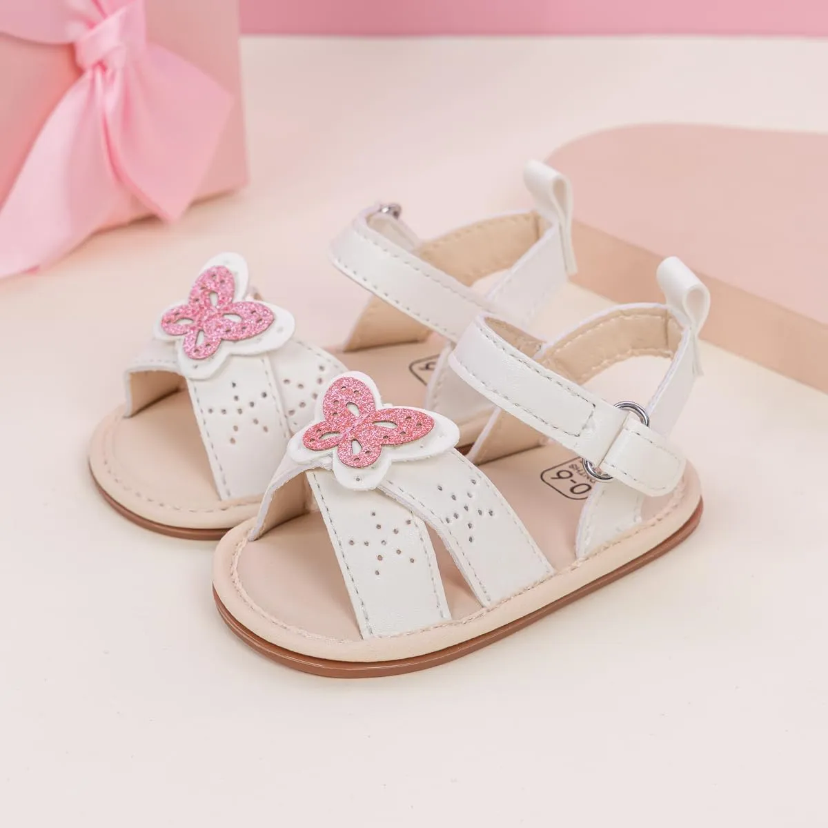 Oamico Baby Girl Sandals Infant Soft Anti-Slip Rubber Sole Casual Beach Sandals Newborn Bowknot Outdoor First Walker Summer Shoes for Baby Girls Flat Sandal