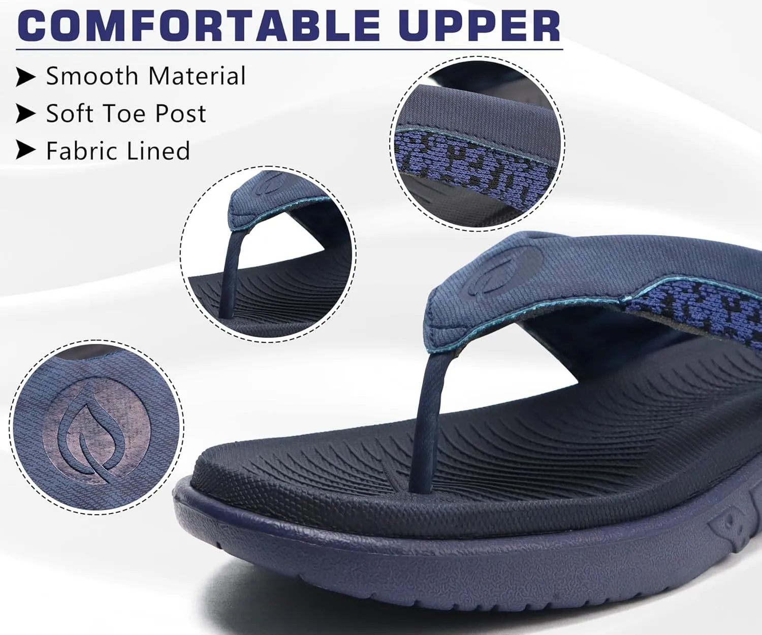 ONCAI Mens Flip Flop Open Toe Athletic Straps Orthotic Summer Plantar Fasciitis Sport Sandals with Soft Cushion Arch Support Size 7.5-15