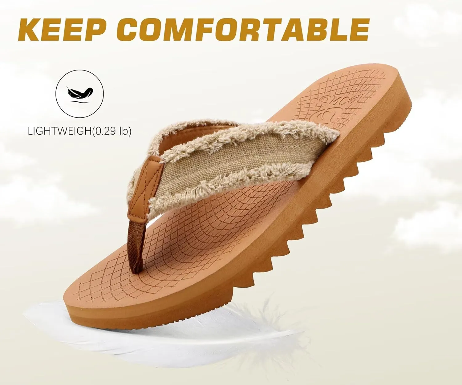 ONCAI Mens Flip Flops Summer Beach Walking Flip Flops Comfortable Soft Lightweight Recovery Cushion Slip On Sandals Size 7-15