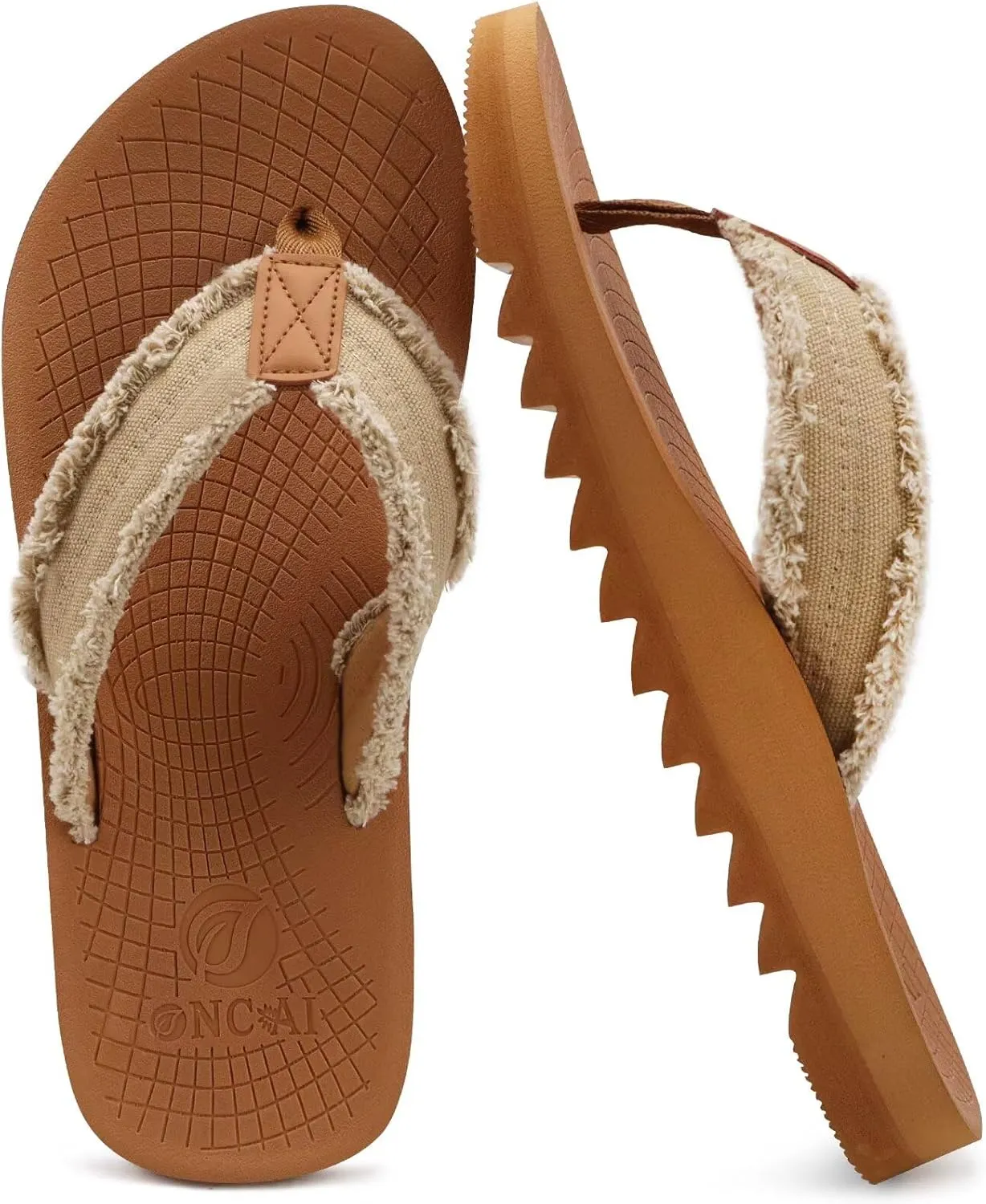 ONCAI Mens Flip Flops Summer Beach Walking Flip Flops Comfortable Soft Lightweight Recovery Cushion Slip On Sandals Size 7-15