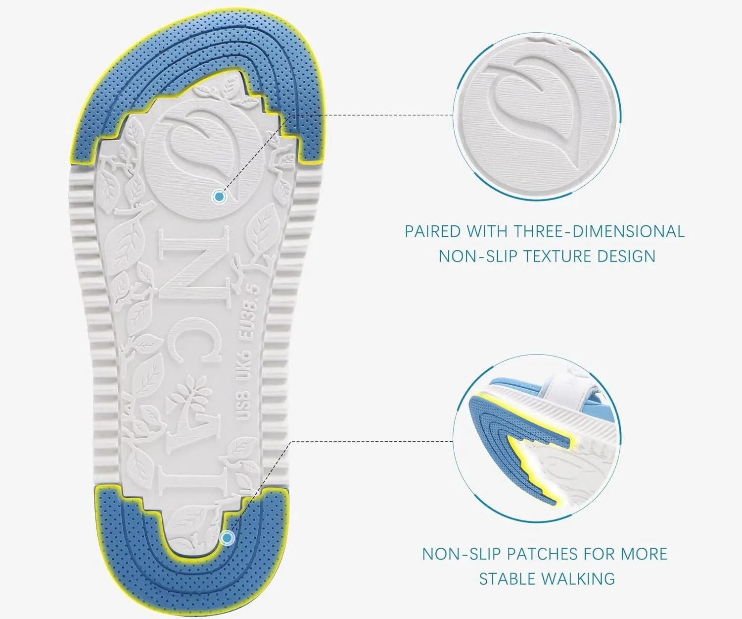 ONCAI Womens Orthotic Sandals Ladies Recovery Walking Slides Arch Support Plantar Fasciitis Comfort Orthopedic Soft Cushion Summer Adjustable Sandalias Size 6-12