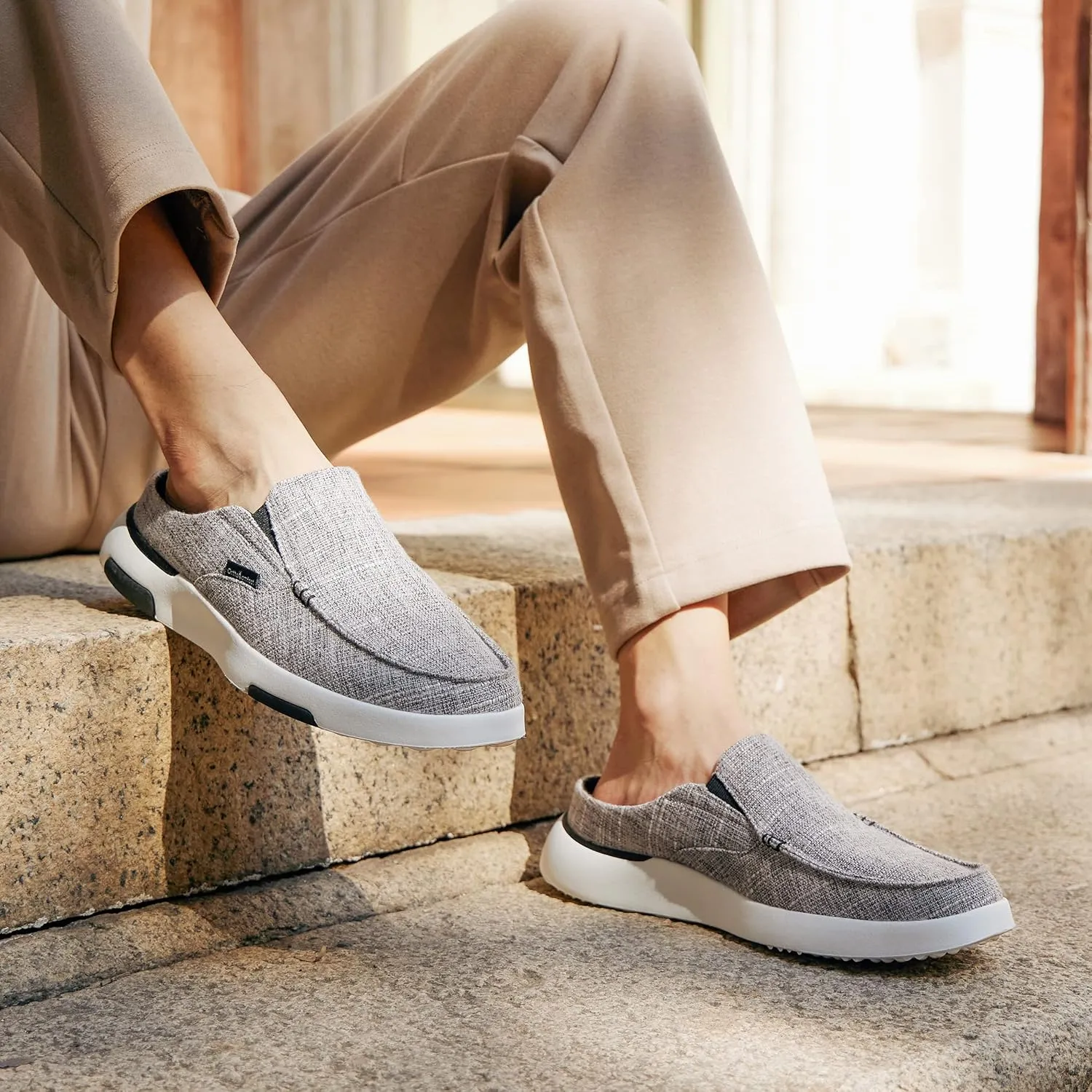 OrthoComfoot Men's Orthopedic Slip-On Loafers Walking Shoes with Arch Support: Casual Plantar Fasciitis Slippers for Flat Feet, Comfortable Orthotic Shoes for Foot and Heel Pain Relief