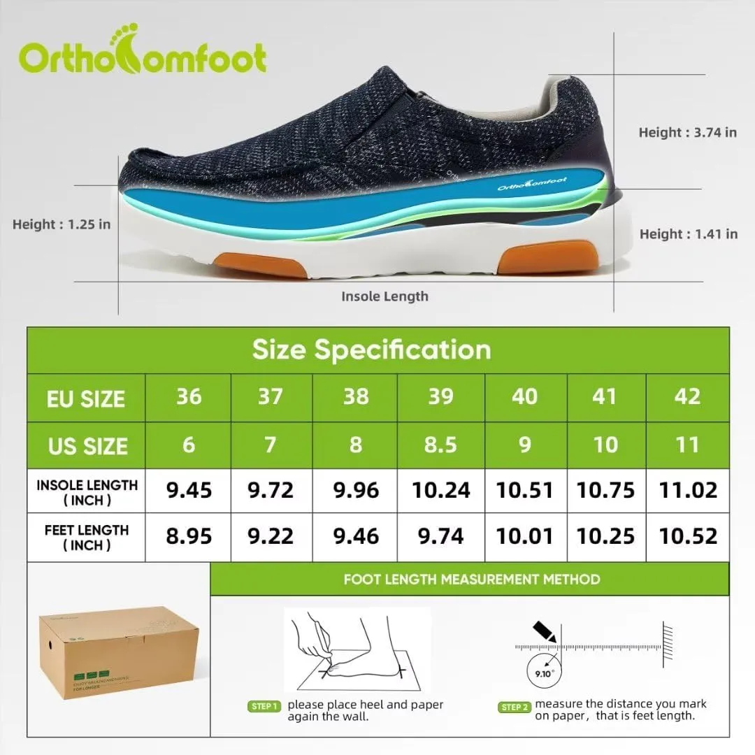 OrthoComfoot Women's Orthopedic Comfortable Walking Shoes, Casual Arch Support Slip-On Shoes for Plantar Fasciitis, Breathable Orthotic Loafers for Foot and Heel Pain Relief