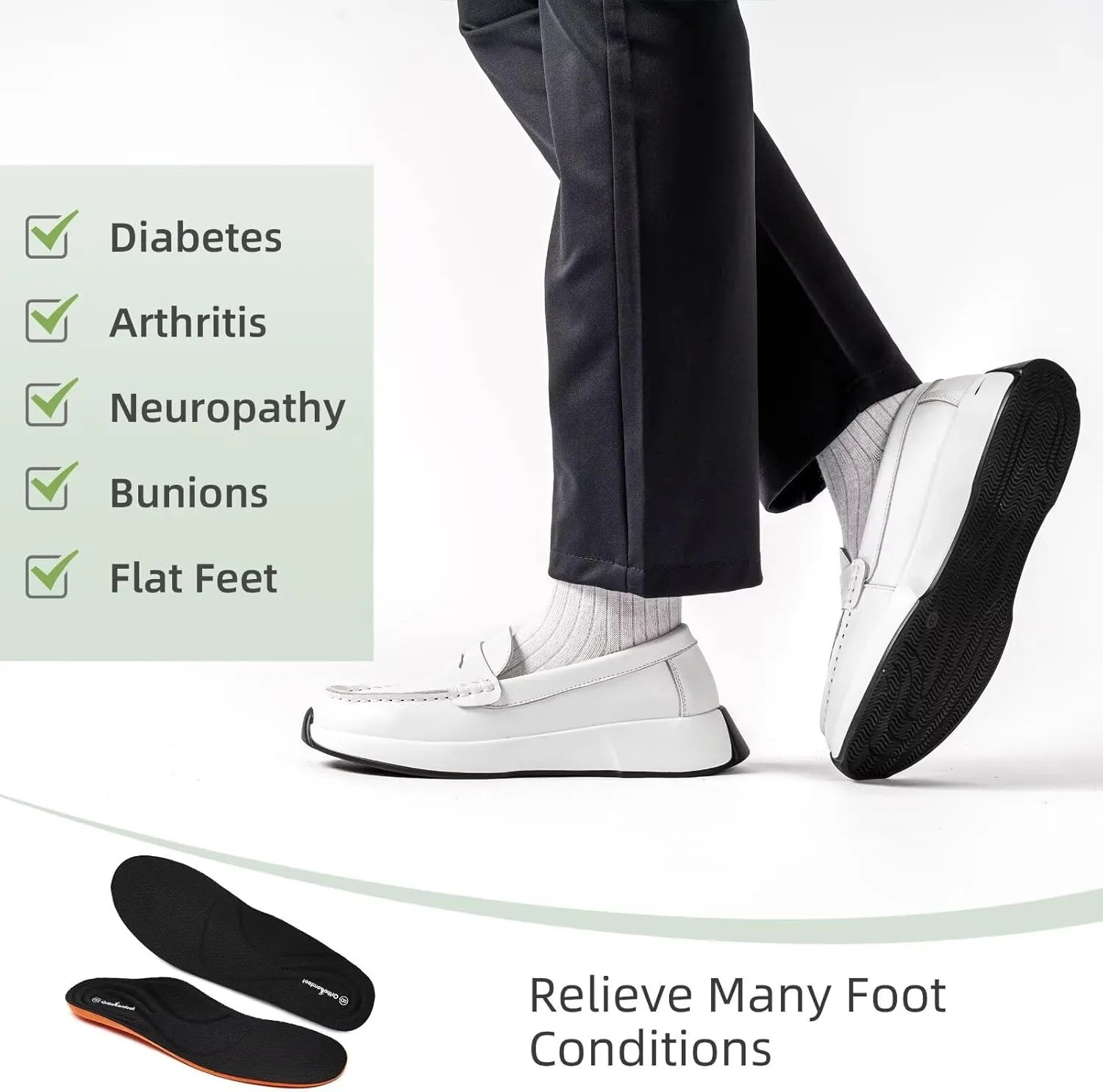 OrthoComfoot Women's Orthopedic Slip-On Loafers Walking Shoes: Comfortable Plantar Fasciitis Dress Shoes with Arch Support, Casual Orthotic Leather Oxfords for Foot and Heel Pain Relief