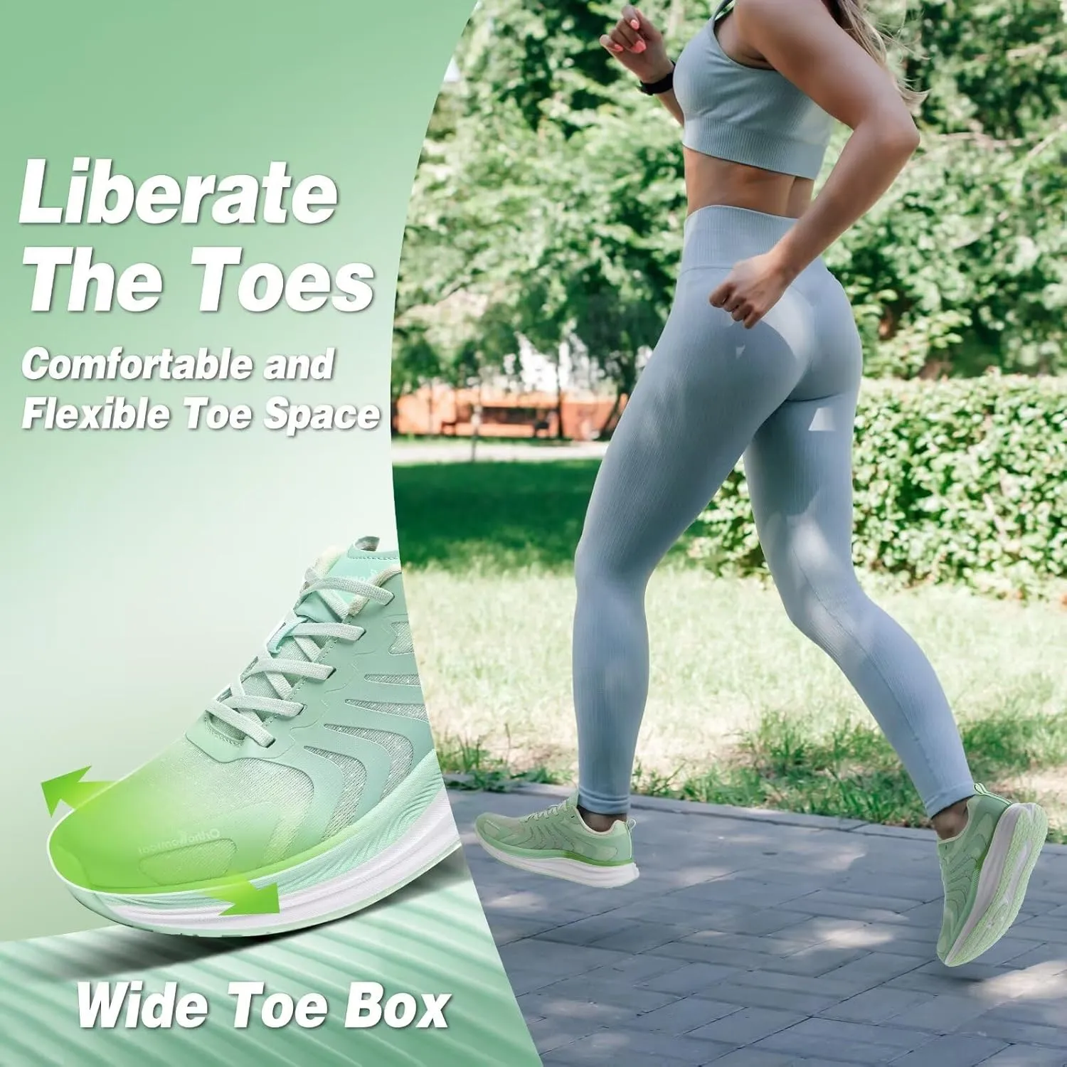 Orthopedic Road Running Shoes for Womens, Comfortable Casual Arch Support Plantar Fasciitis Flat Feet Tennis Walking Shoes, Orthotic Supportive Athletic Sports Sneakers for Foot Heel Pain Relief