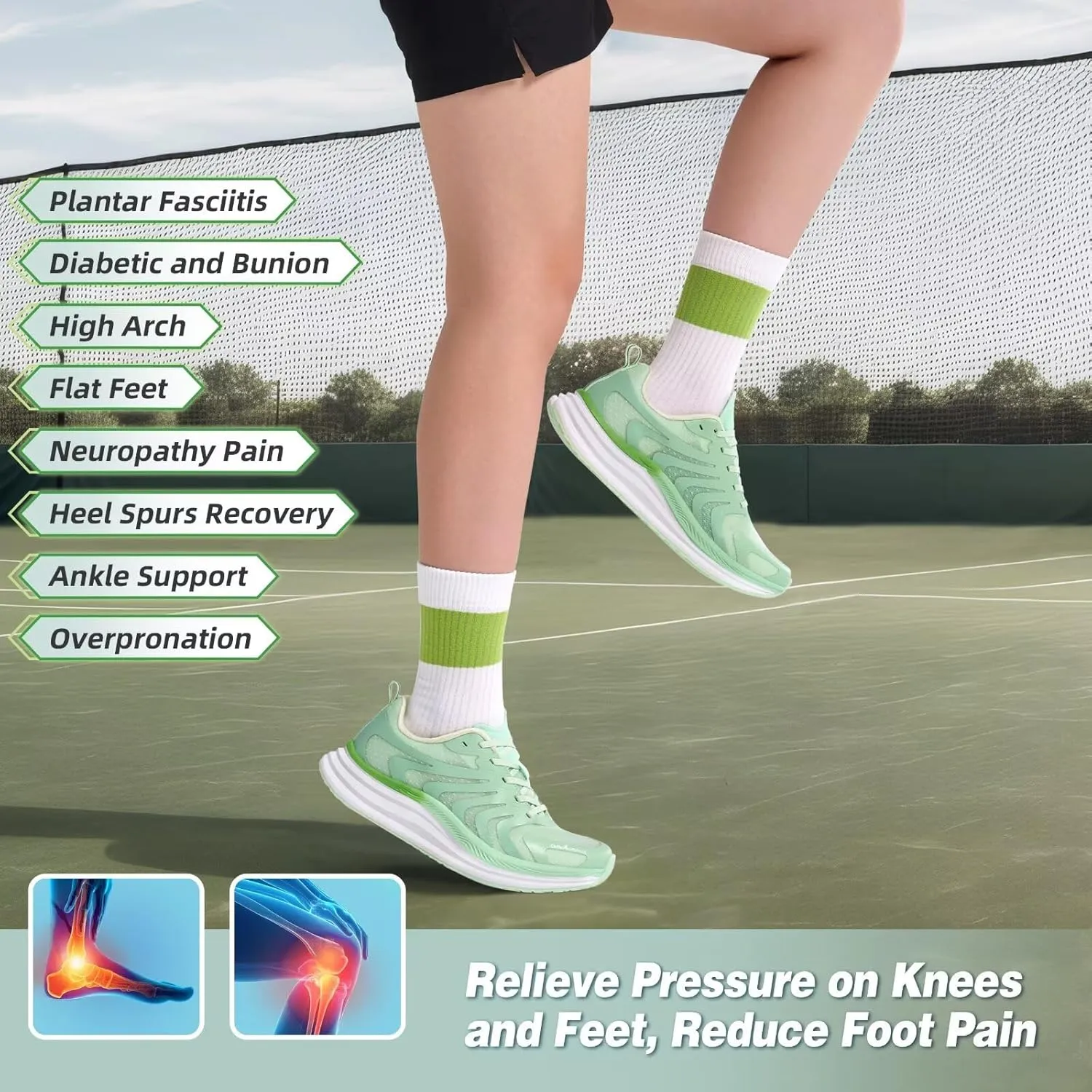 Orthopedic Road Running Shoes for Womens, Comfortable Casual Arch Support Plantar Fasciitis Flat Feet Tennis Walking Shoes, Orthotic Supportive Athletic Sports Sneakers for Foot Heel Pain Relief