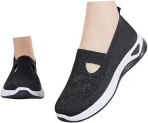 Orthopedic Shoes for Women Slip on Sneakers Shoes Woven Arch Support Breathable Soft Sole Diabetic Walking Shoes Comfort Non Slip Work Sneakers