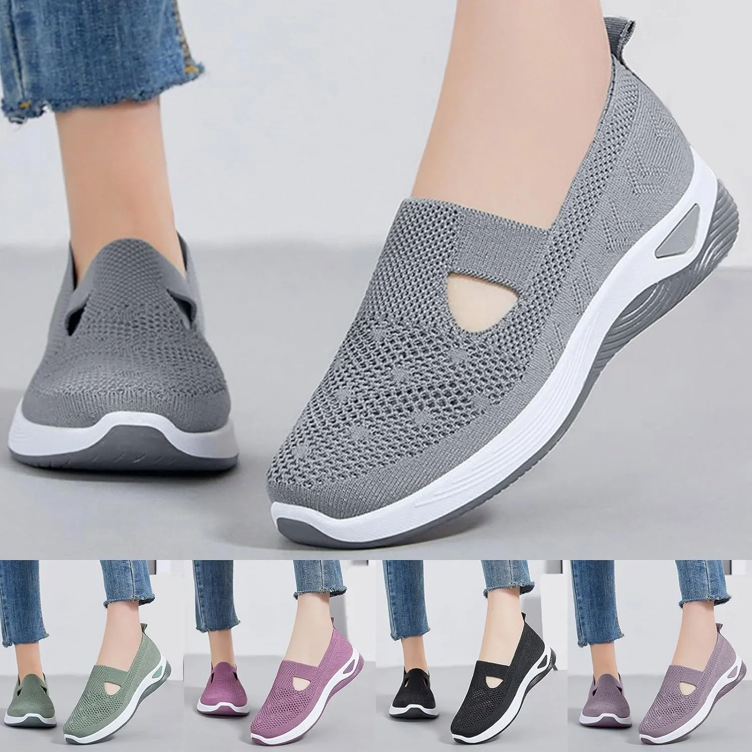 Orthopedic Shoes for Women Slip on Sneakers Shoes Woven Arch Support Breathable Soft Sole Diabetic Walking Shoes Comfort Non Slip Work Sneakers