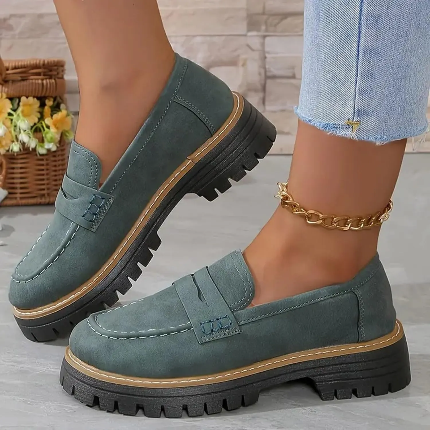 Orthoture-Orthopedic Platform Loafers Womens Shoes Platform Chunky Comfortable Lug Sole Business Casual Dress Shoes