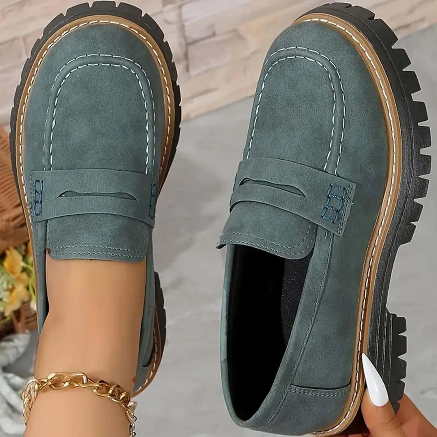 Orthoture-Orthopedic Platform Loafers Womens Shoes Platform Chunky Comfortable Lug Sole Business Casual Dress Shoes