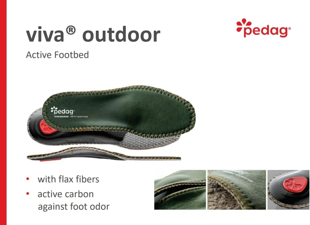 pedag Viva Outdoor | Made in Germany | Hiking Arch Support, Metatarsal Pad & Heel Cushion | Breathable Vegan Leather Insoles | Semi-Rigid | Prevent Foot Odor & Relieves Tired Feet. Size US W10/M7/EU40