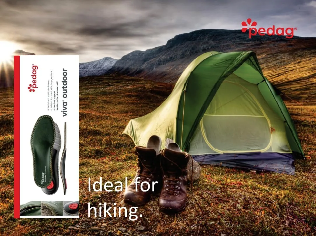 pedag Viva Outdoor | Made in Germany | Hiking Arch Support, Metatarsal Pad & Heel Cushion | Breathable Vegan Leather Insoles | Semi-Rigid | Prevent Foot Odor & Relieves Tired Feet. Size US W10/M7/EU40
