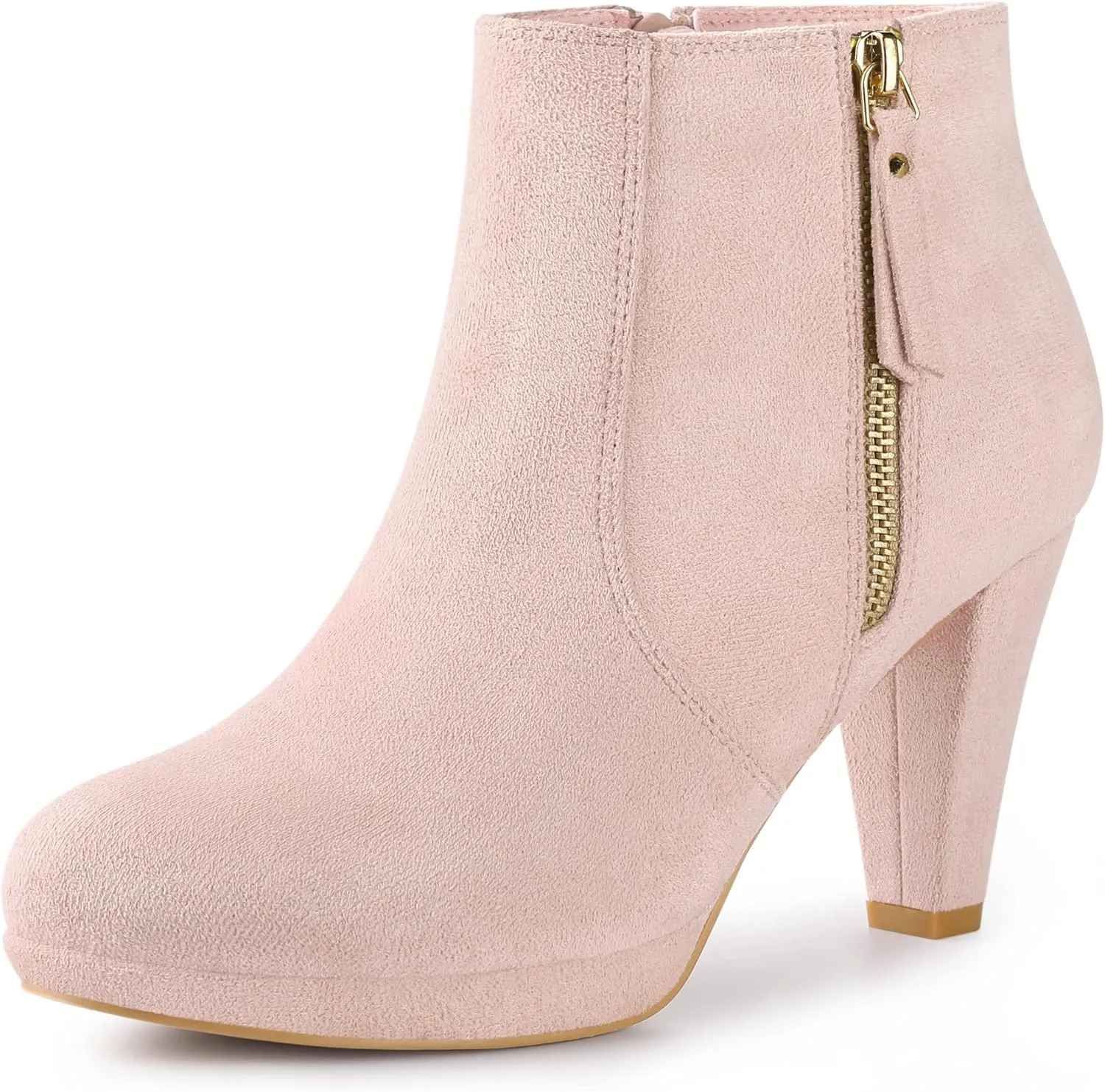 Perphy Platform Round Toe Chunky Heels Ankle Boots for Women