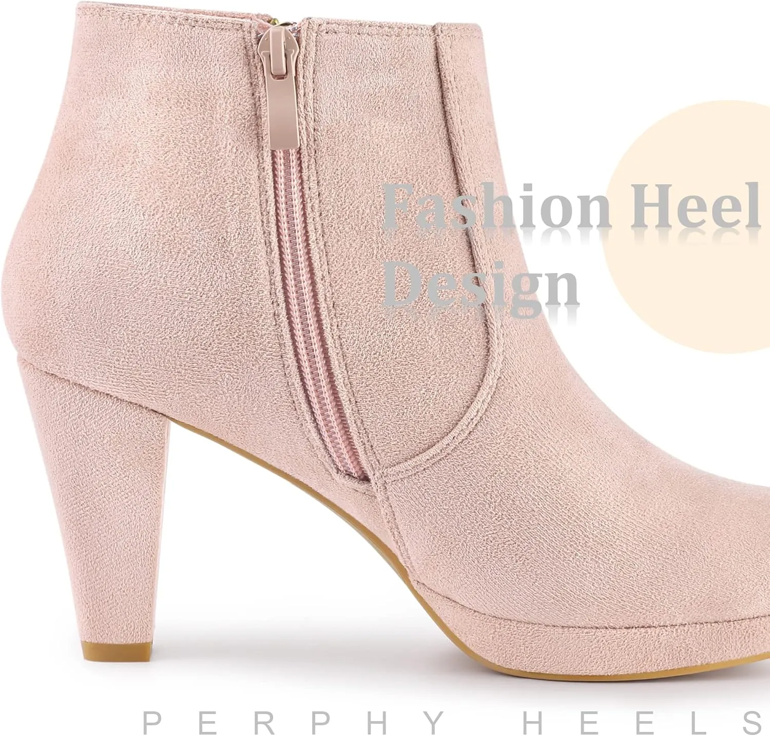 Perphy Platform Round Toe Chunky Heels Ankle Boots for Women
